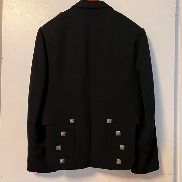 Prince Charlie Kilt Jacket Satin Silver Buttons Scottish Wedding Formal - Picture 8 of 8